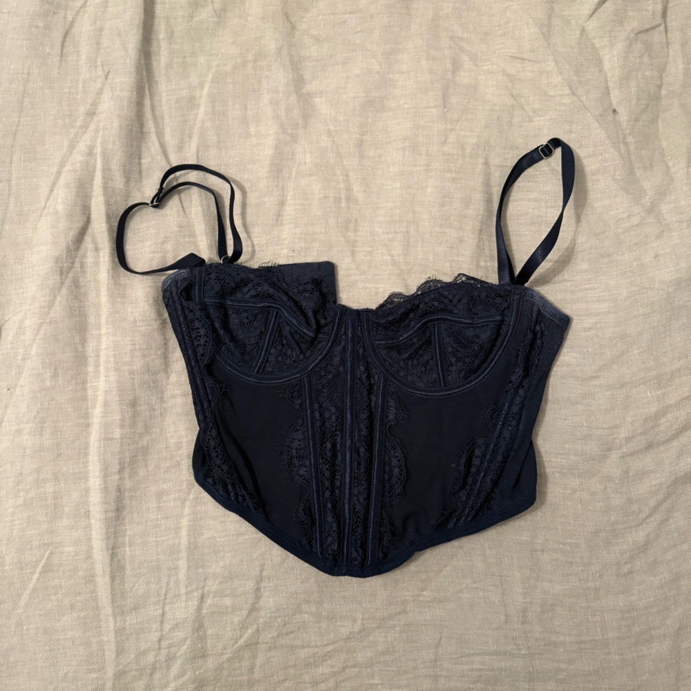 PacSun Ryan Destiny navy lace corset top